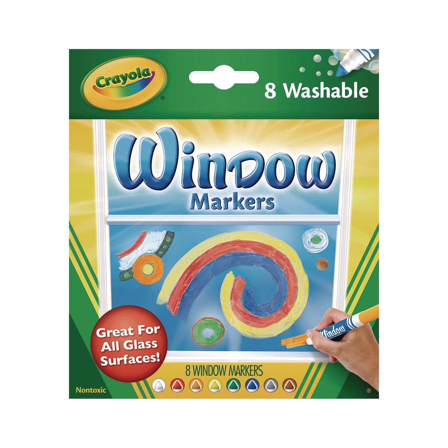 Washable Window FX Marker, Broad Bullet Tip, Assorted Colors, 8/Pack