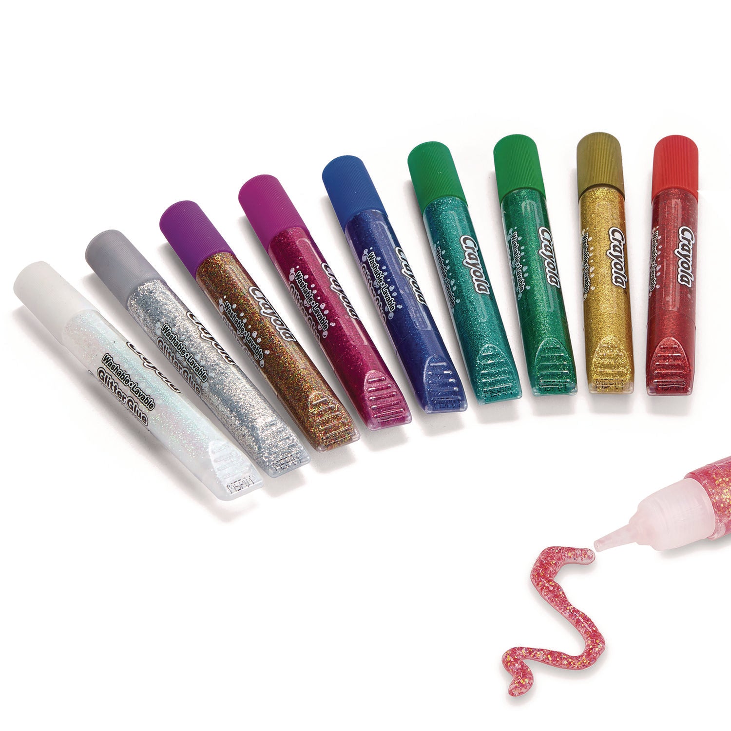Washable Glitter Glue, 0.35 oz, Assorted Colors, 9/Pack - 