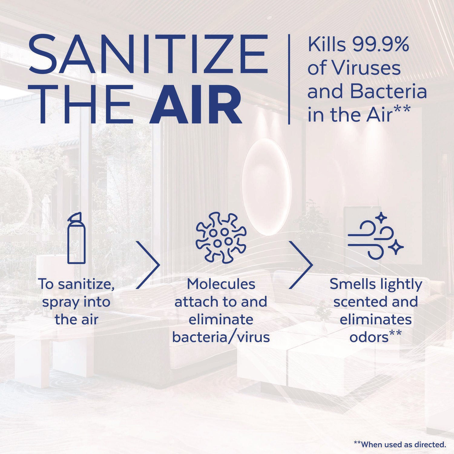 Air Sanitizer Spray, Light Breeze Scent, 10 oz Aerosol Can, 6/Carton