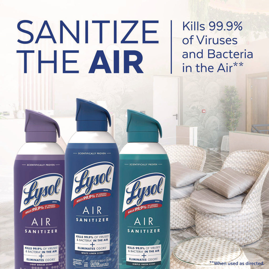 Air Sanitizer Spray, Light Breeze Scent, 10 oz Aerosol Can, 6/Carton
