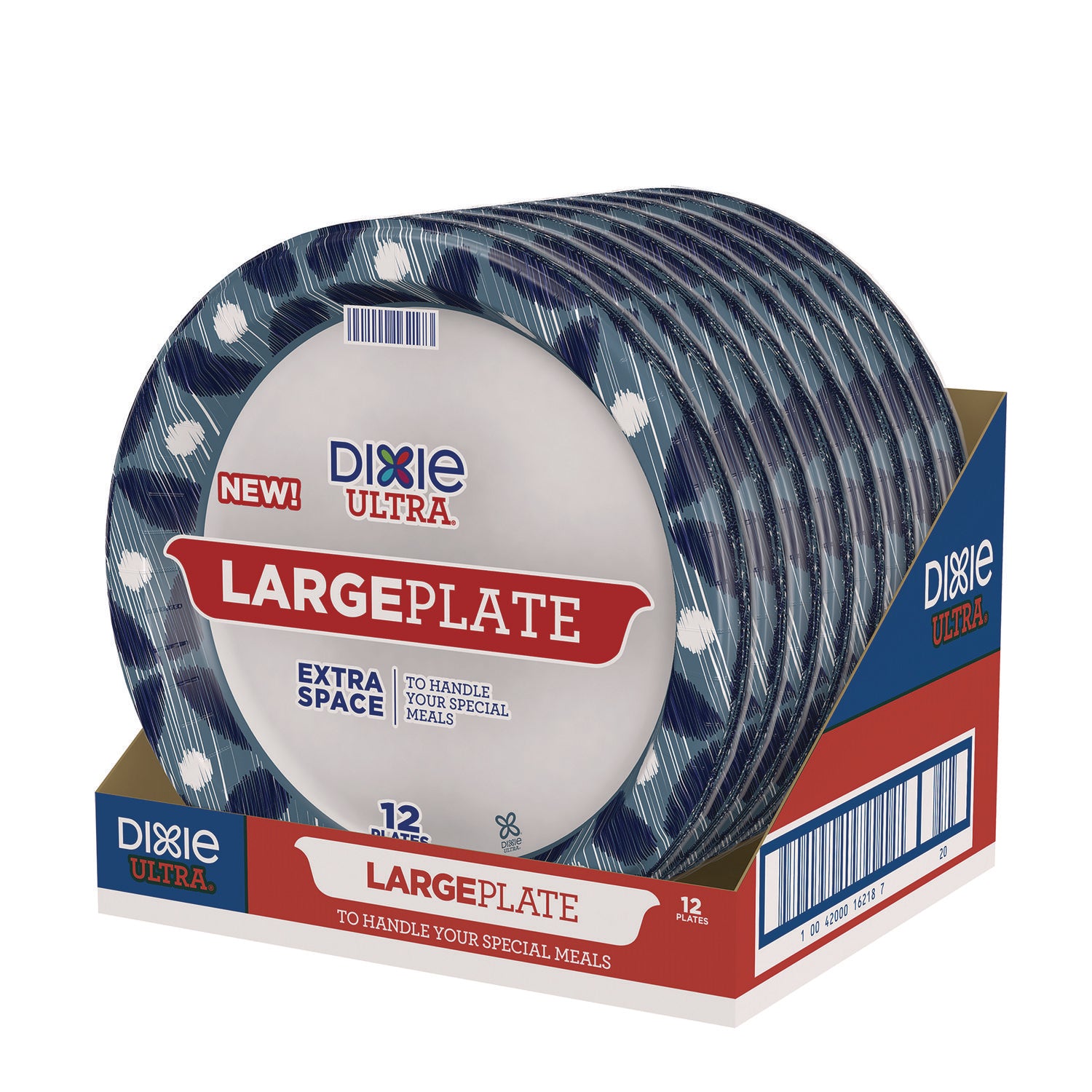 heavy-duty-disposable-dinnerware-large-plate-115-dia-floral-blue-yellow-white-12-pack_dxe16217 - 3