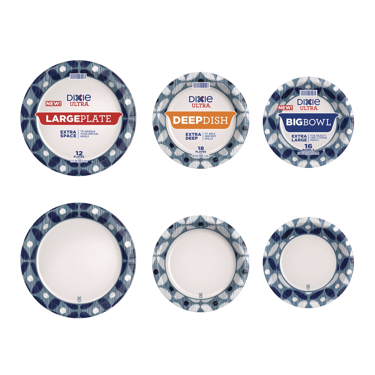 heavy-duty-disposable-dinnerware-large-plate-115-dia-floral-blue-yellow-white-12-pack_dxe16217 - 5