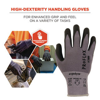 ProFlex 7000 Nitrile-Coated Gloves Microfoam Palm, Gray, X-Small, Pair, Ships in 1-3 Business Days