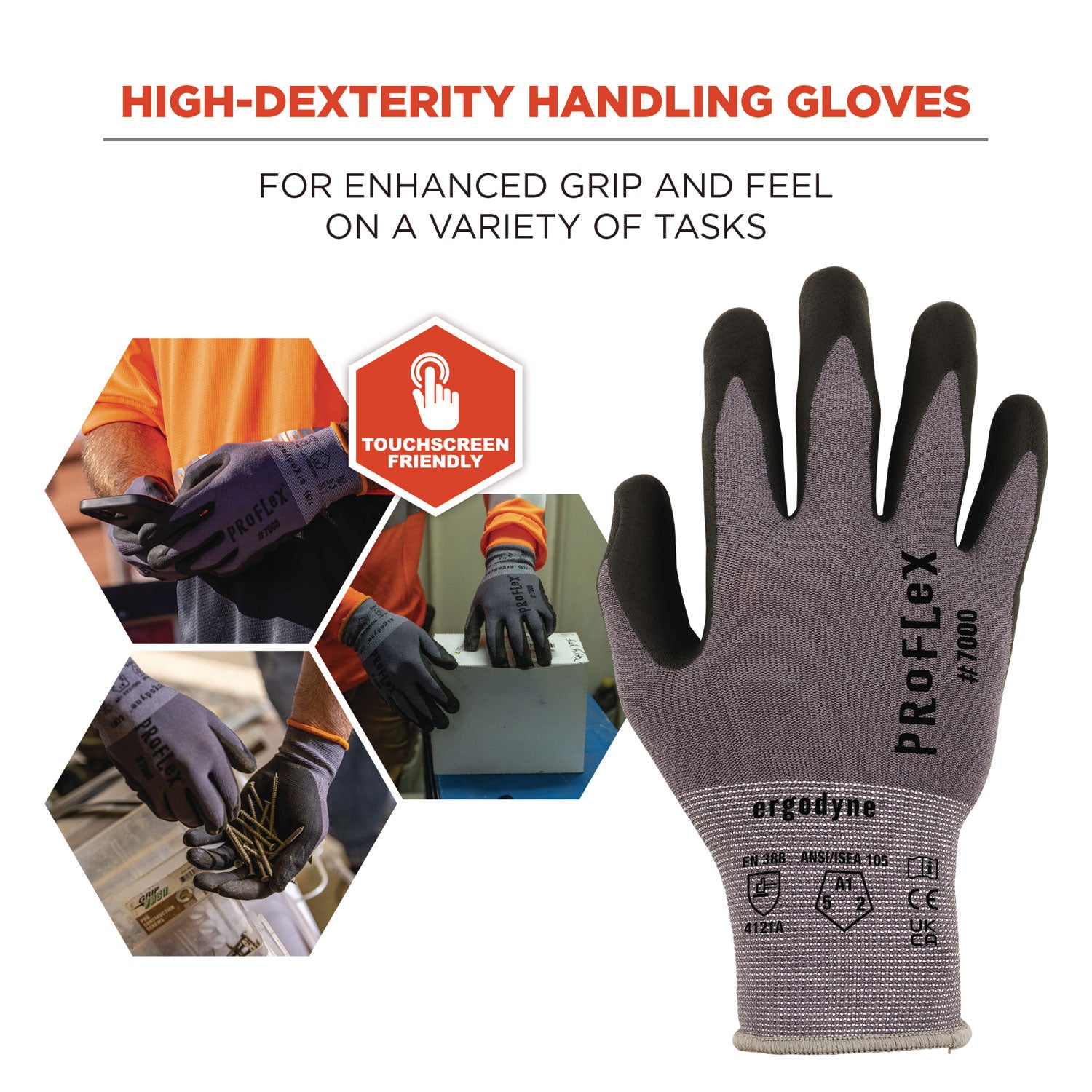 ProFlex 7000 Nitrile-Coated Gloves Microfoam Palm, Gray, X-Small, Pair, Ships in 1-3 Business Days