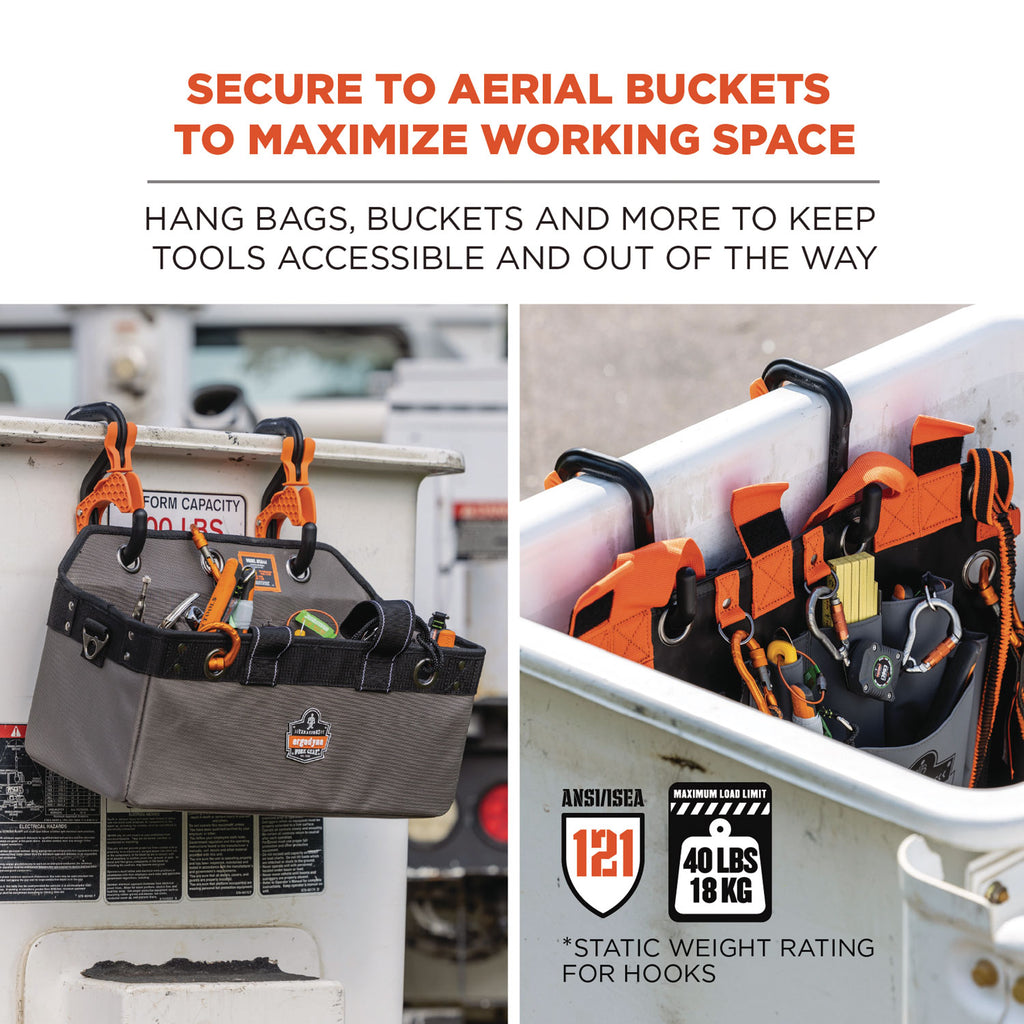 Squids 3178 Locking Aerial Bucket Hook, Tethering Pt, 8.27 x 6.69 x 2.17, Black/Orange, Max 40 lb,2/PK, Ships in 1-3 Bus Days