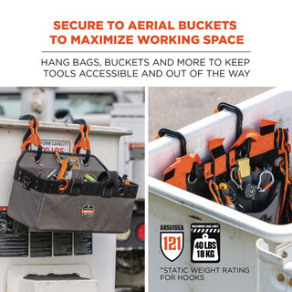 Squids 3178 Locking Aerial Bucket Hook, Tethering Pt, 8.27 x 6.69 x 2.17, Black/Orange, Max 40 lb,2/PK, Ships in 1-3 Bus Days