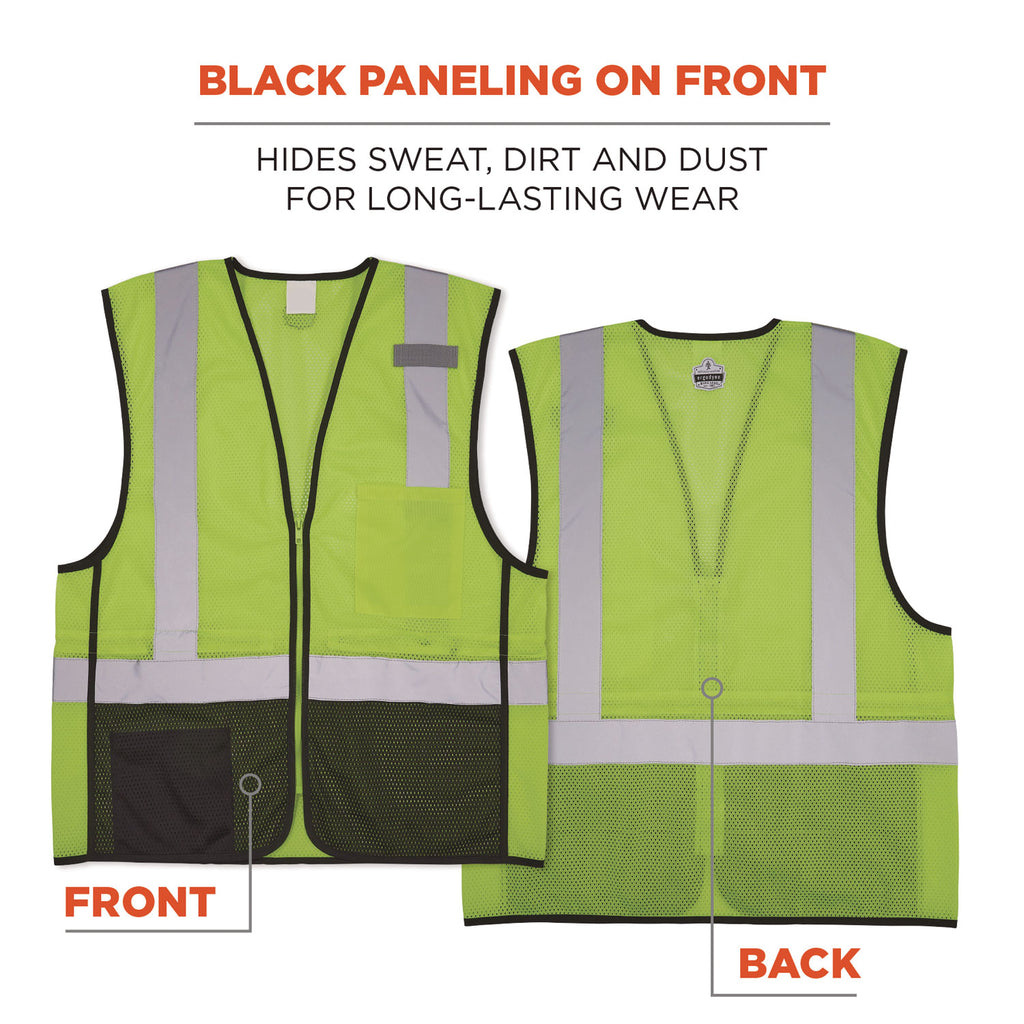GloWear 8210Z Hi-Vis Class 2 Mesh Vest, Large to X-Large, Lime, Ships in 1-3 Business Days
