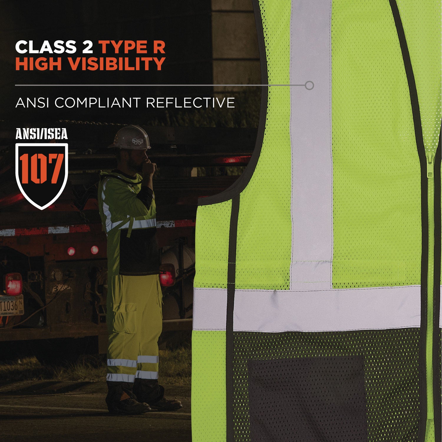 GloWear 8210Z Hi-Vis Class 2 Mesh Vest, 2X-Large to 3X-Large, Lime, Ships in 1-3 Business Days