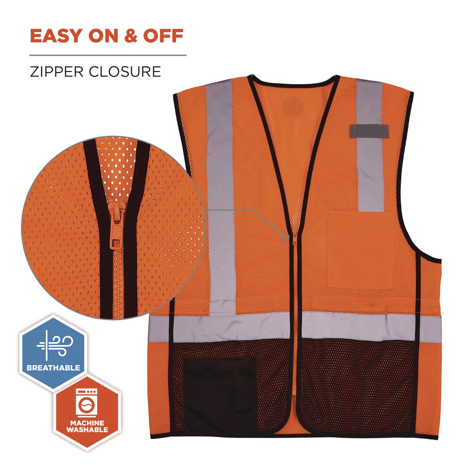 GloWear 8210Z Hi-Vis Class 2 Mesh Vest, 4X-Large to 5X-Large, Orange, Ships in 1-3 Business Days