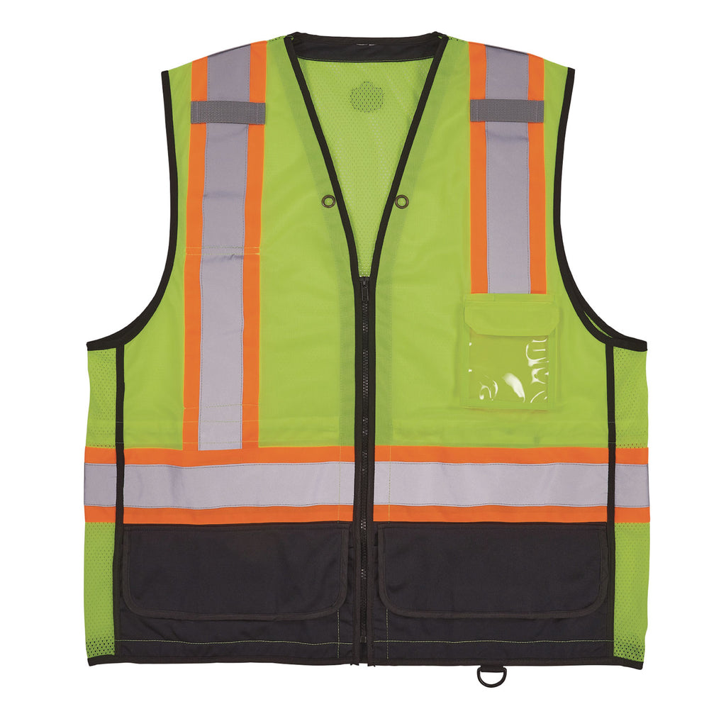 GloWear 8251HDZ Class 2 Two-Tone Hi-Vis Safety Vest, Large to X-Large, Lime, Ships in 1-3 Business Days