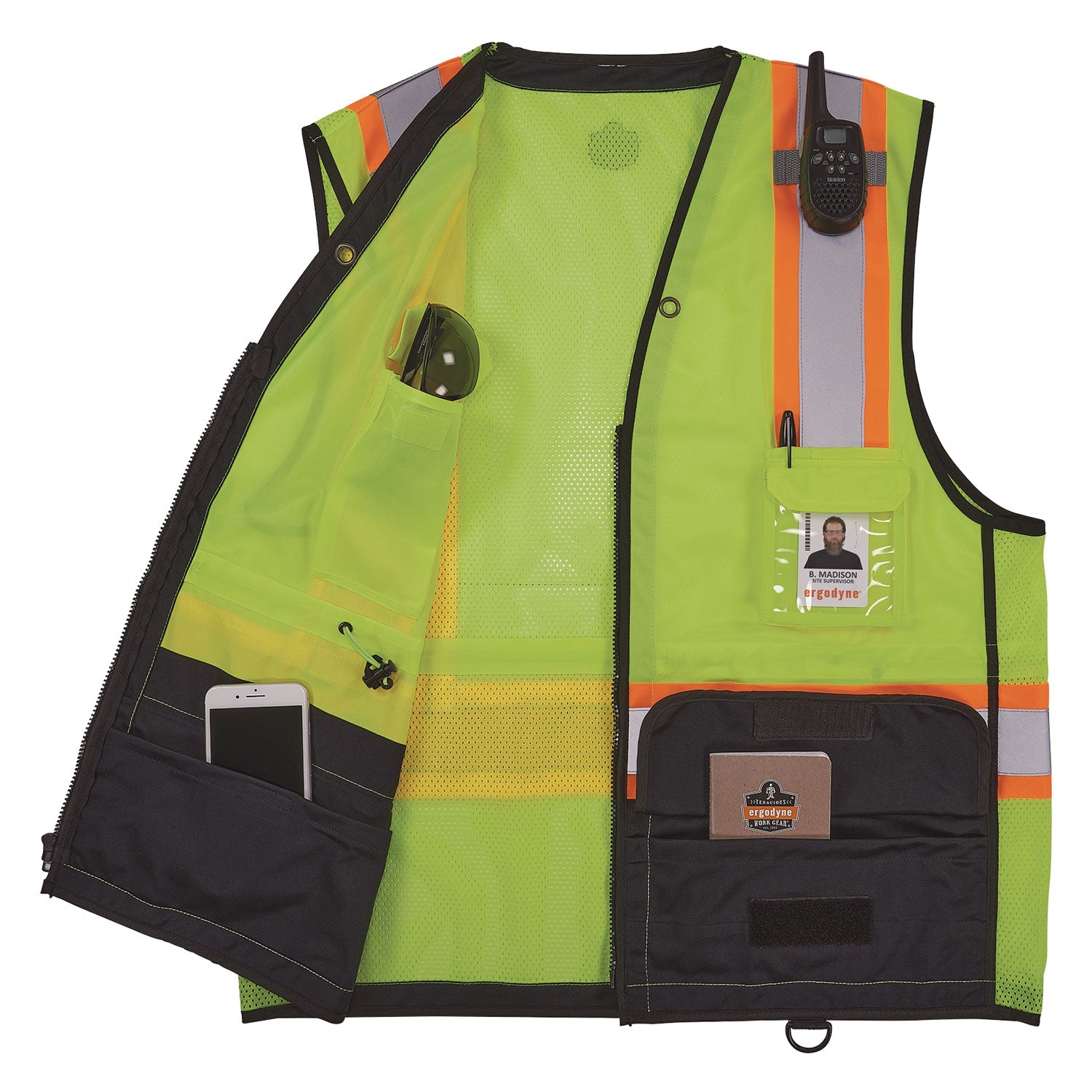 GloWear 8251HDZ Class 2 Two-Tone Hi-Vis Safety Vest, 4X-Large to 5X-Large, Lime, Ships in 1-3 Business Days