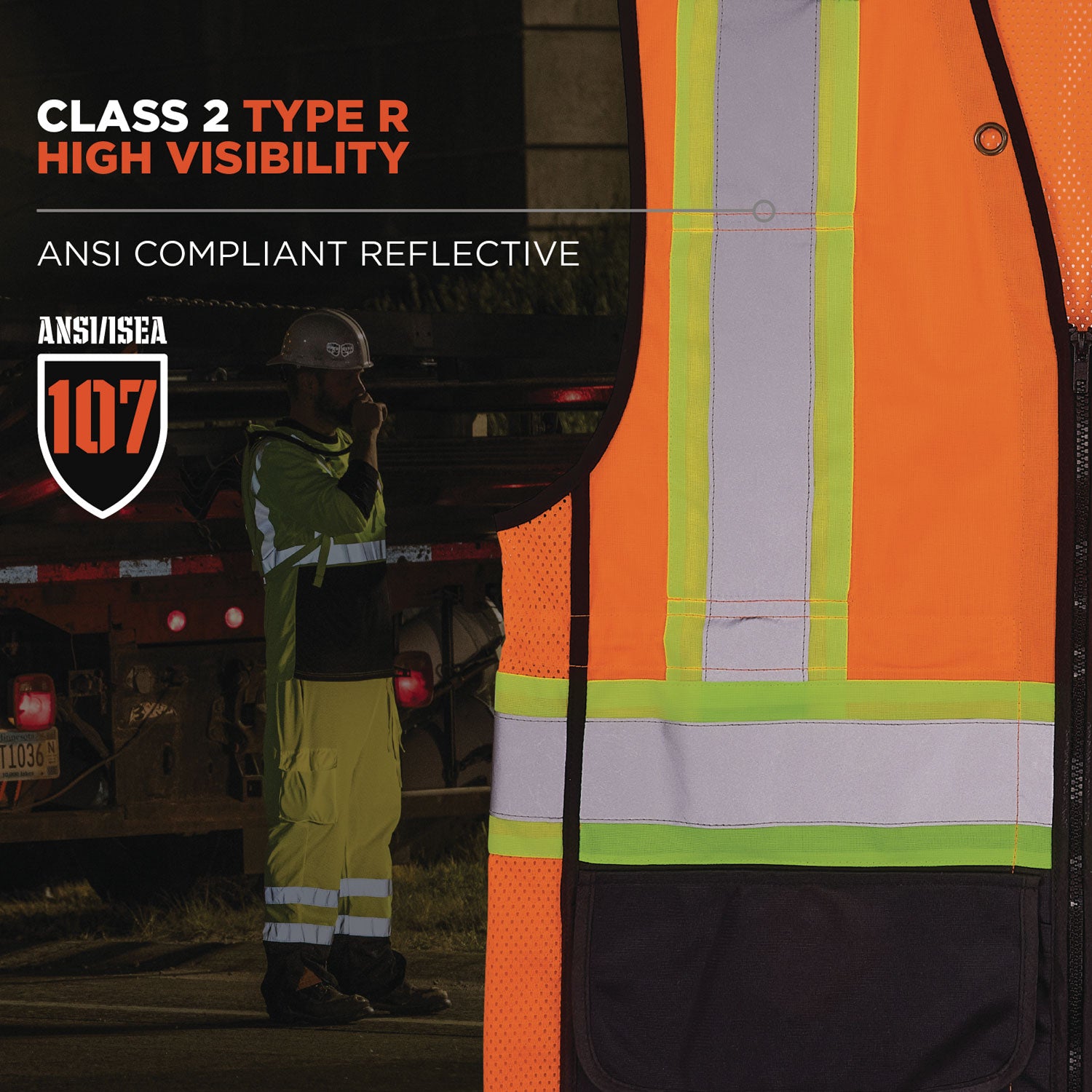 GloWear 8251HDZ Class 2 Two-Tone Hi-Vis Safety Vest, Small to Medium, Orange, Ships in 1-3 Business Days