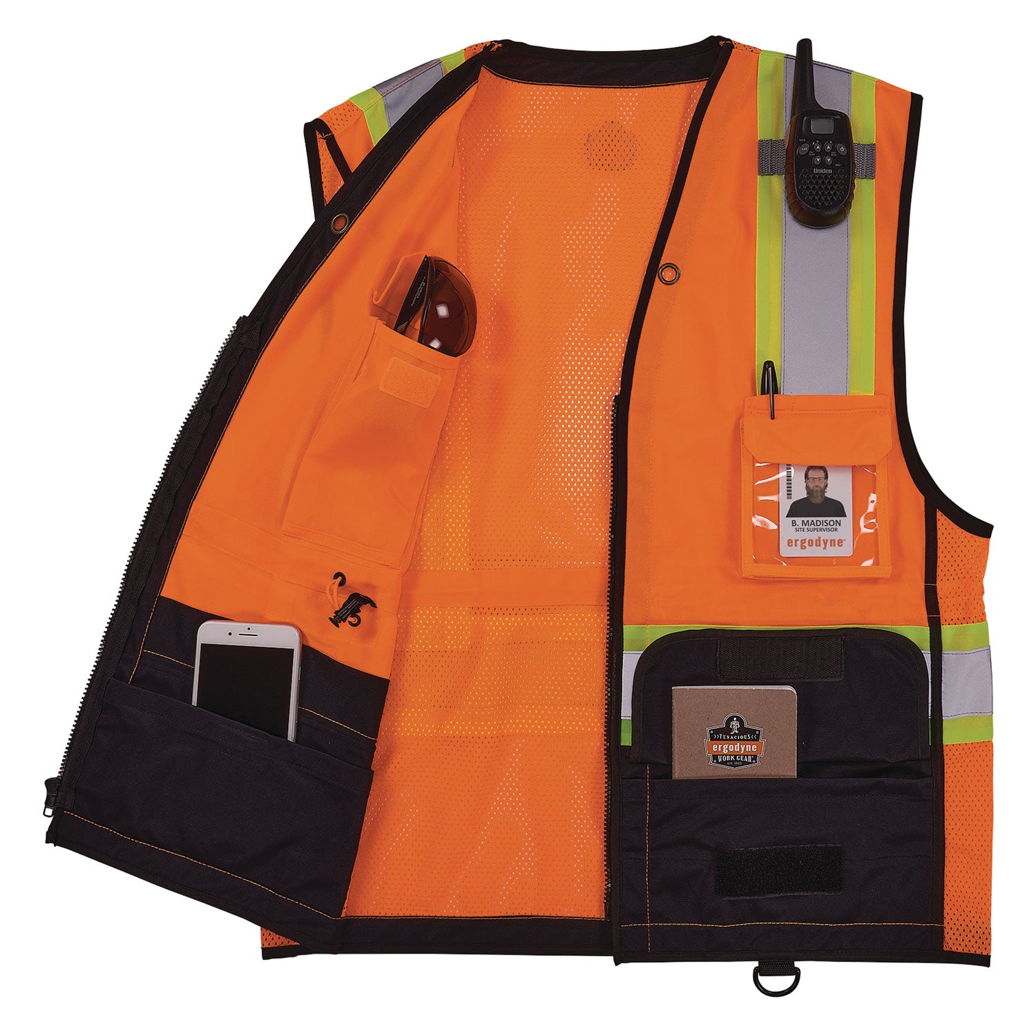 GloWear 8251HDZ Class 2 Two-Tone Hi-Vis Safety Vest, 2X-Large to 3X-Large, Orange, Ships in 1-3 Business Days