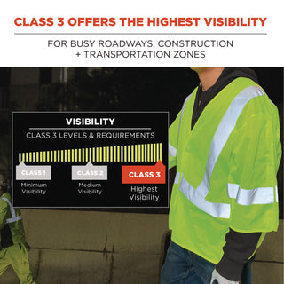 GloWear 8315BA Class 3 Hi-Vis Breakaway Safety Vest, Small to Medium, Lime, Ships in 1-3 Business Days