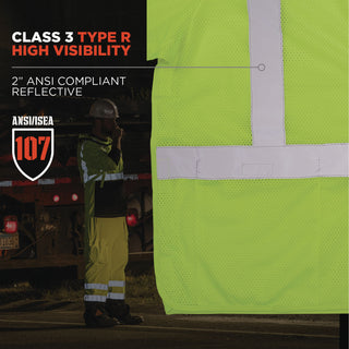 GloWear 8315BA Class 3 Hi-Vis Breakaway Safety Vest, Large to X-Large, Lime, Ships in 1-3 Business Days