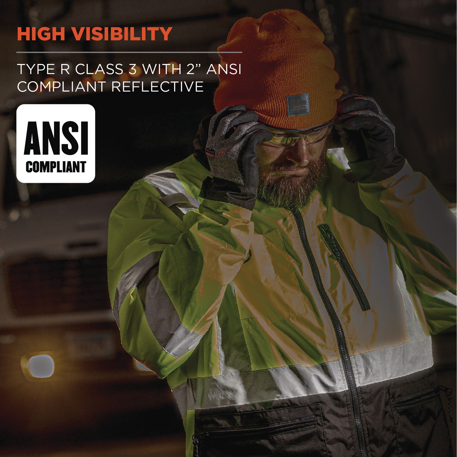 GloWear 8351 Class 3 Hi-Vis Windbreaker Water-Resistant Jacket, 4X-Large, Lime, Ships in 1-3 Business Days
