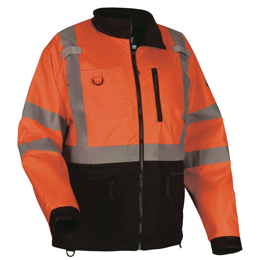 GloWear 8351 Class 3 Hi-Vis Windbreaker Water-Resistant Jacket, Large, Orange, Ships in 1-3 Business Days