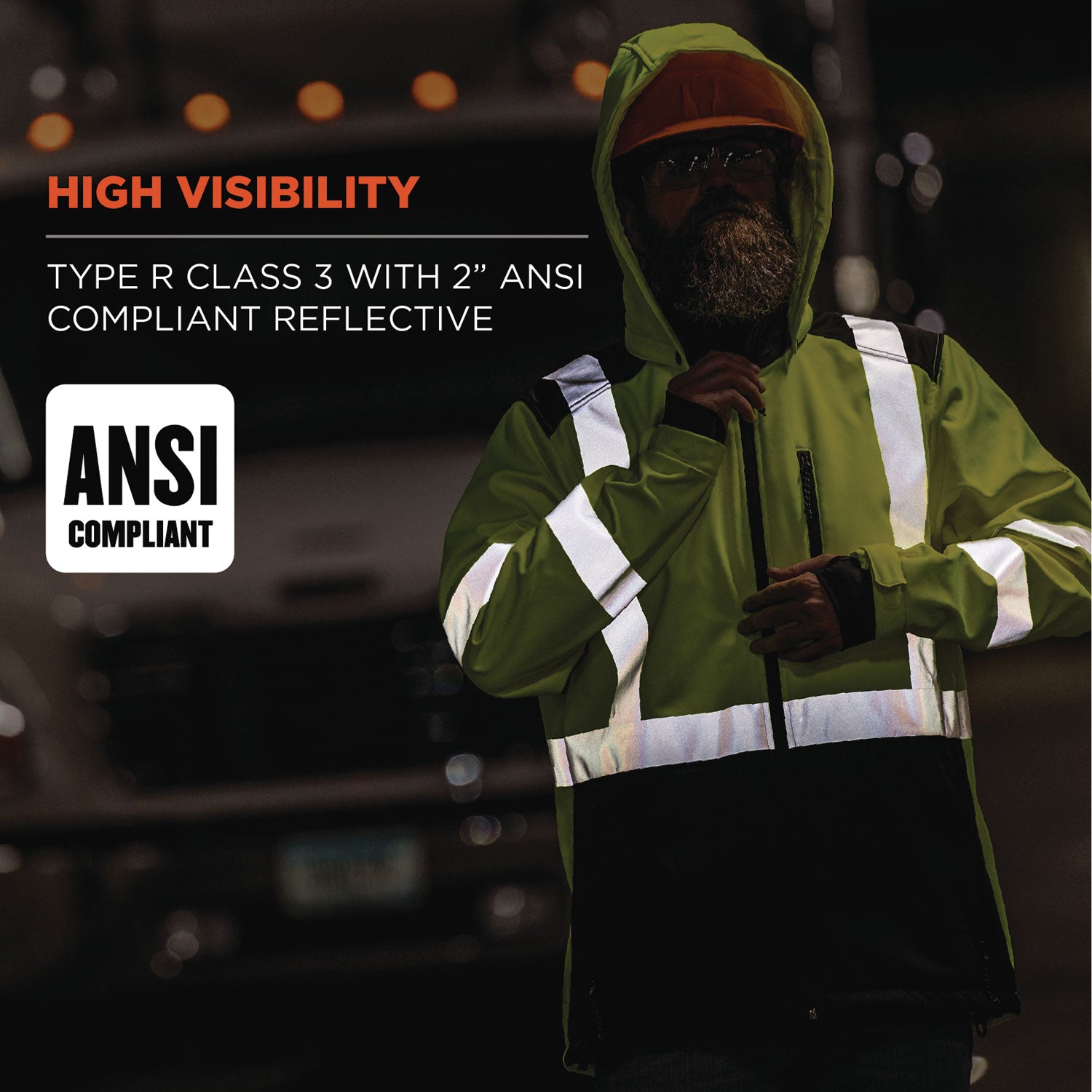 GloWear 8353 Class 3 Hi-Vis Softshell Water-Resistant Jacket, Large, Lime, Ships in 1-3 Business Days