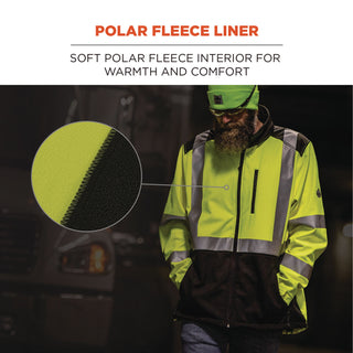GloWear 8353 Class 3 Hi-Vis Softshell Water-Resistant Jacket, Large, Lime, Ships in 1-3 Business Days