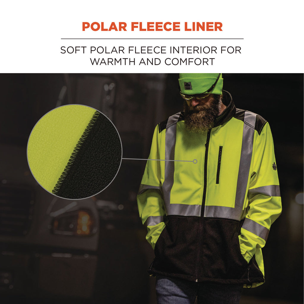 GloWear 8353 Class 3 Hi-Vis Softshell Water-Resistant Jacket, 2X-Large, Lime, Ships in 1-3 Business Days