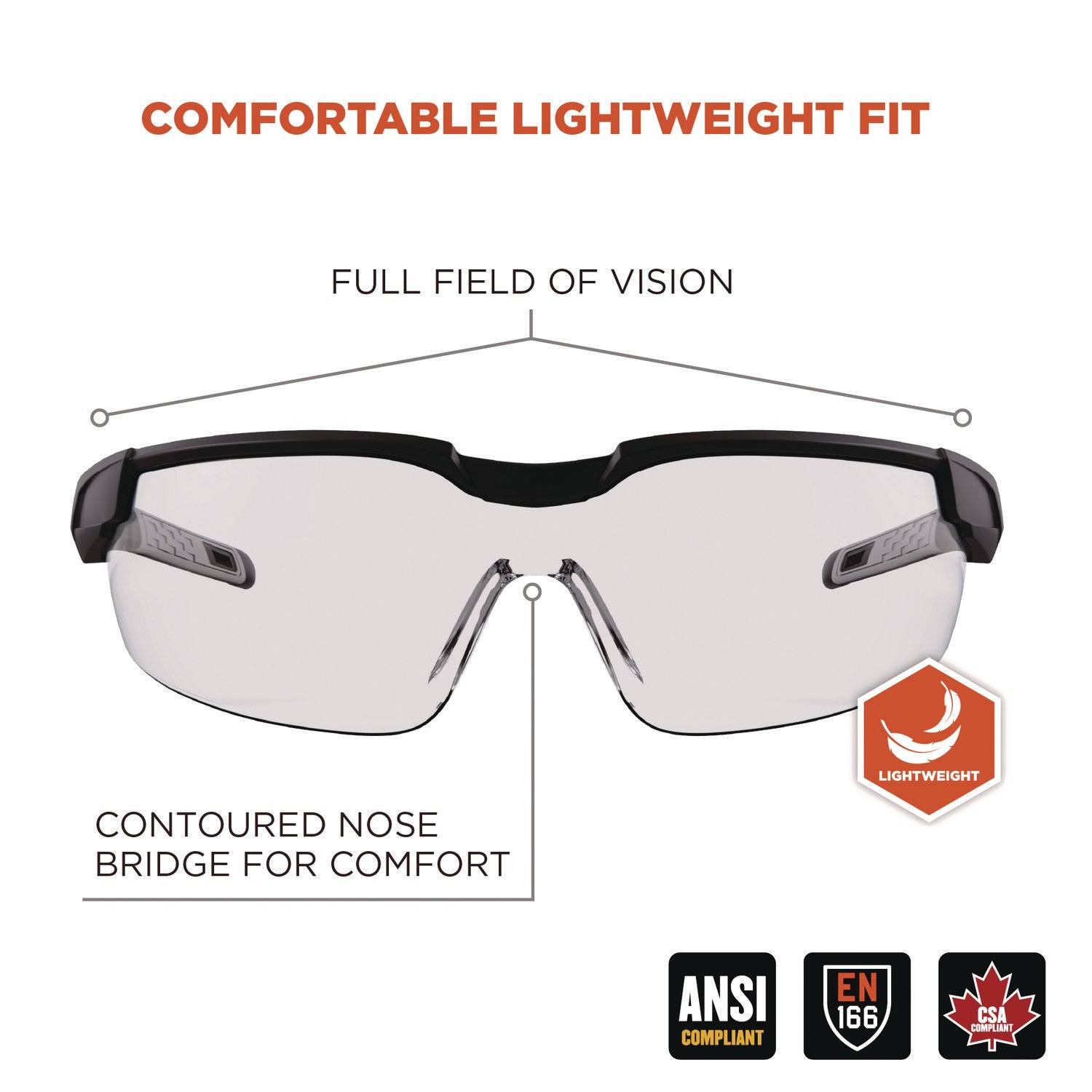 Skullerz DELLENGER Safety Glasses with Adjustable Temples, Matte Black Frame, Clear Polycarbonate Lens, Ships in 1-3 Bus Days