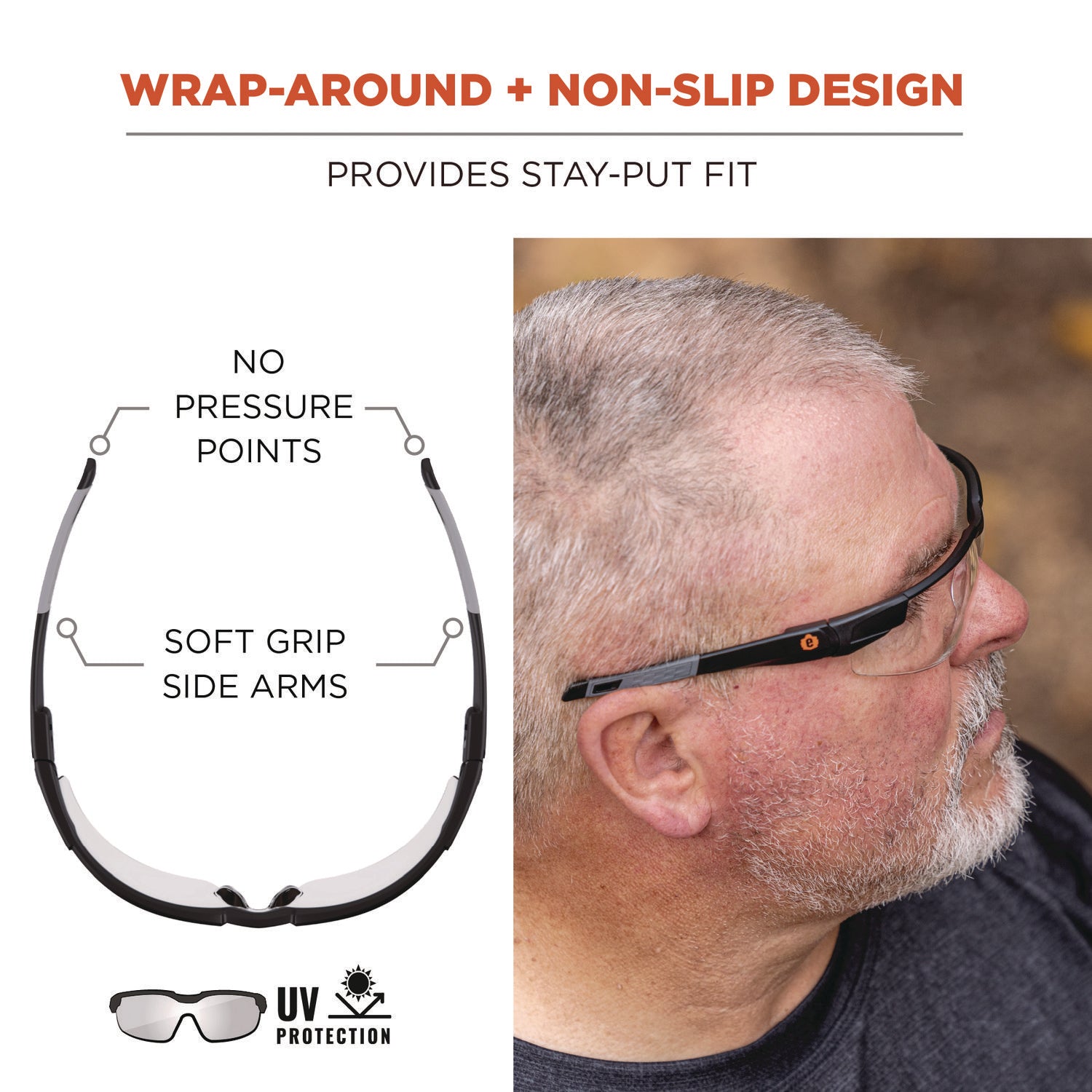 Skullerz DELLENGER Safety Glasses with Adjustable Temples, Matte Black Frame, Clear Polycarbonate Lens, Ships in 1-3 Bus Days