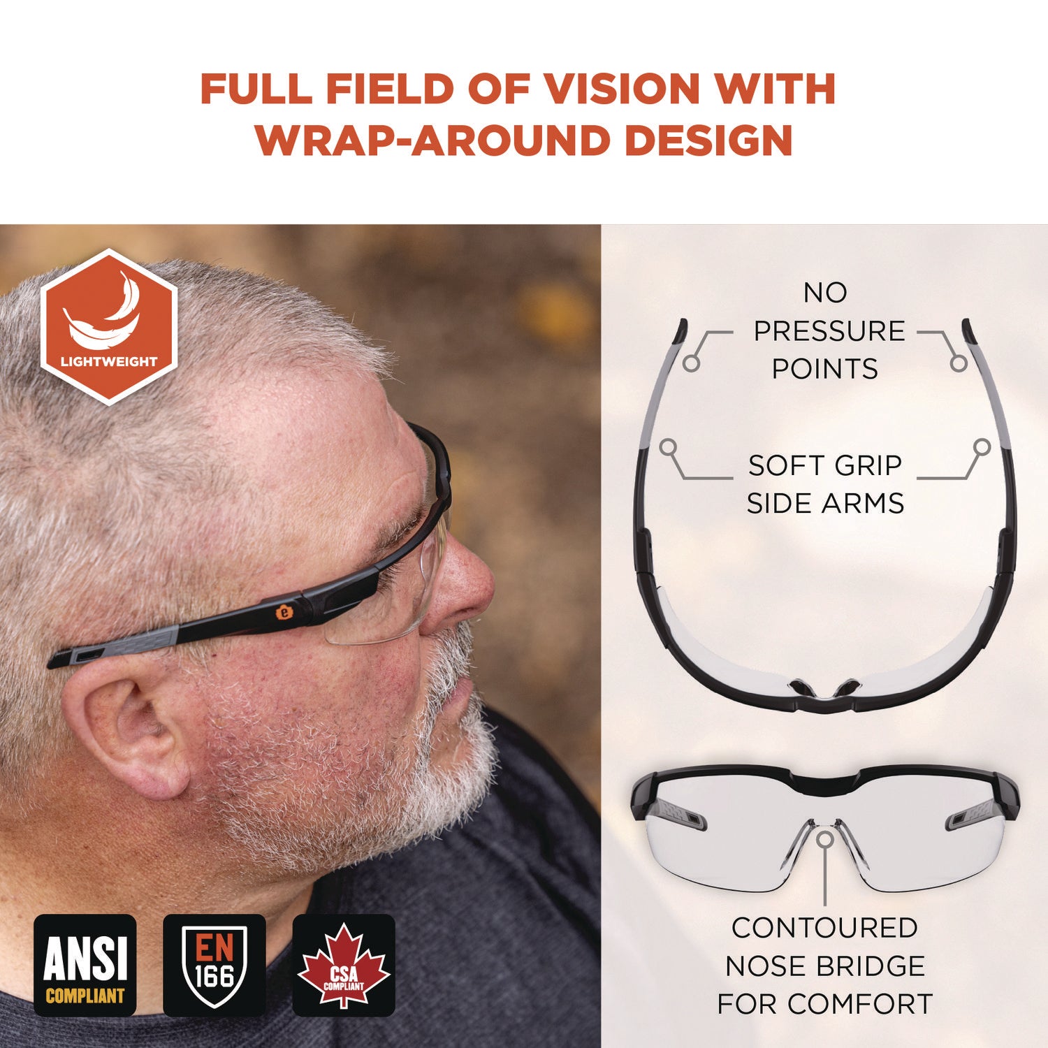 Skullerz DELLENGER Anti-Fog Safety Glasses, Adjustable Temples, Black Frame, Clear Polycarbonate Lens, Ships in 1-3 Bus Days
