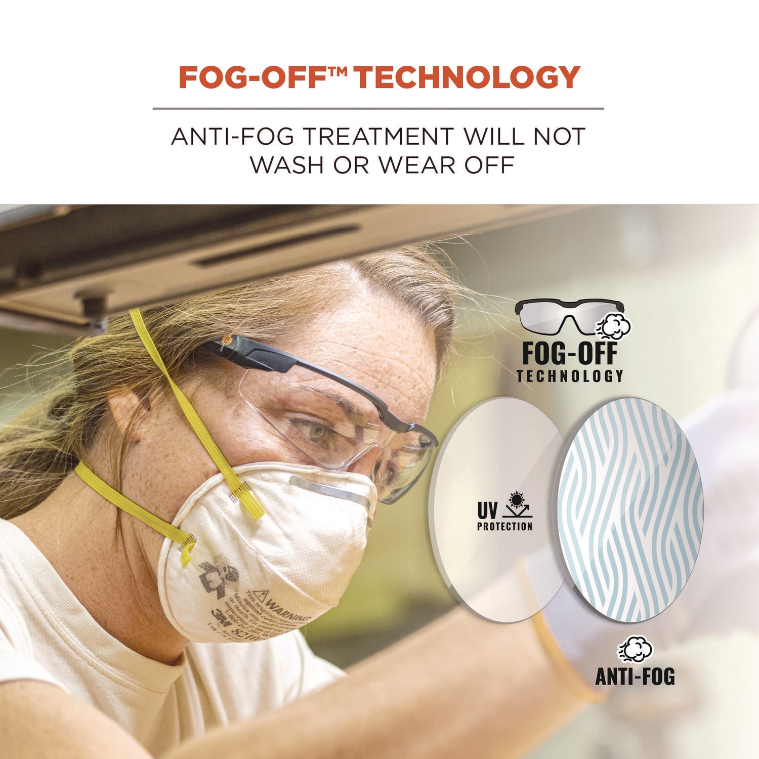 Skullerz DELLENGER Anti-Fog Safety Glasses, Adjustable Temples, Black Frame, Clear Polycarbonate Lens, Ships in 1-3 Bus Days
