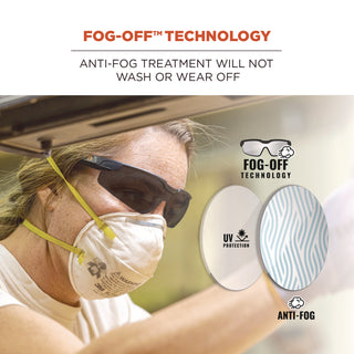Skullerz DELLENGER Anti-Fog Safety Glasses w/Adjustable Temples, Black Frame,Smoke Polycarbonate Lens, Ships in 1-3 Bus Days