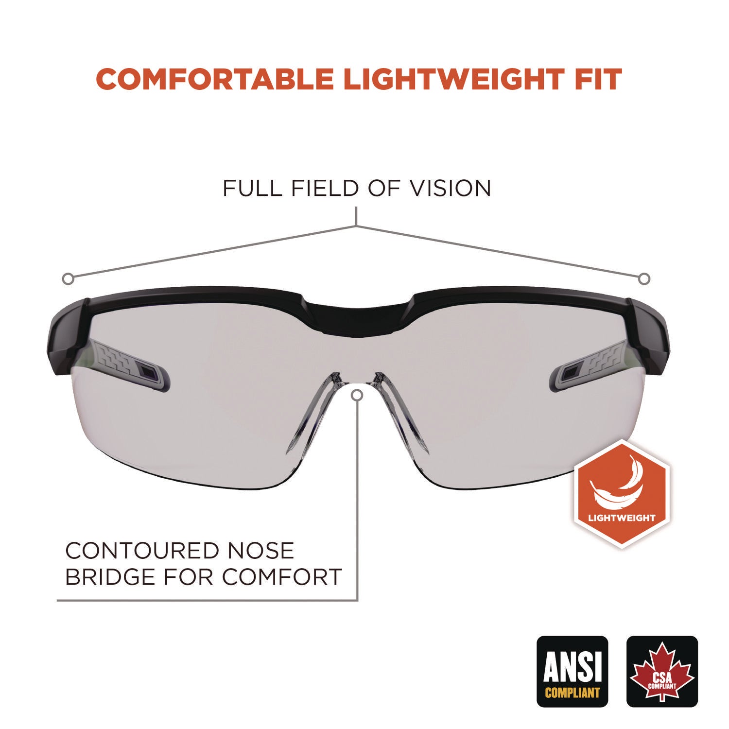 Skullerz DELLENGER Safety Glasses, Adjustable Temples, Black Frame, Indoor/Outdoor Polycarbonate Lens, Ships in 1-3 Bus Days