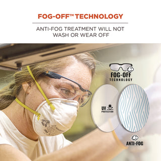 Skullerz DELLENGER Anti-Fog Safety Glasses w/Adj Temples,Black Frame,Indoor/Outdoor Polycarbonate Lens, Ships in 1-3 Bus Days
