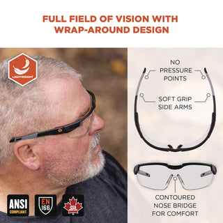 Skullerz DELLENGER Anti-Scratch/Enhanced Anti-Fog Safety Glasses w/Adj Temples, Black Frame,Clear Lens, Ships in 1-3 Bus Days