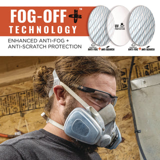 Skullerz DELLENGER Anti-Scratch/Enhanced Anti-Fog Safety Glasses w/Adj Temples, Black Frame, Poly Lens, Ships in 1-3 Bus Days