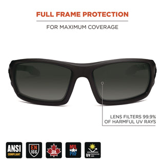 Skullerz ODIN Anti-Scratch and Enhanced Anti-Fog Safety Glasses, Black Frame, Smoke Polycarbonate Lens, Ships in 1-3 Bus Days