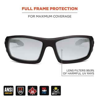Skullerz ODIN Anti-Scratch/Enhanced Anti-Fog Safety Glasses,Black Frame, In/Outdoor Polycarbonate Lens, Ships in 1-3 Bus Days