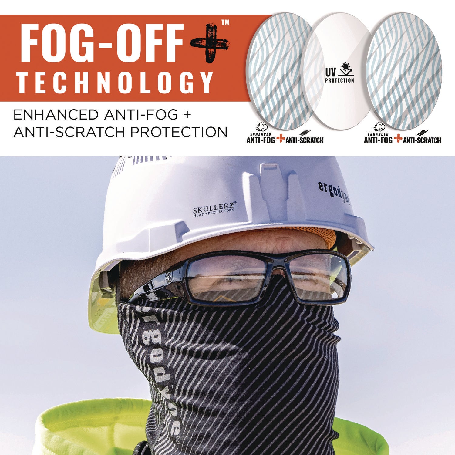 Skullerz ODIN Anti-Scratch/Enhanced Anti-Fog Safety Glasses,Black Frame, In/Outdoor Polycarbonate Lens, Ships in 1-3 Bus Days