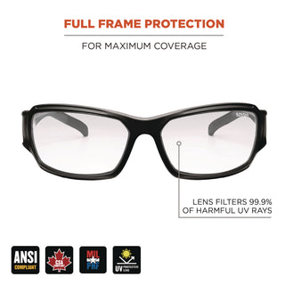Skullerz THOR Anti-Scratch and Enhanced Anti-Fog Safety Glasses, Black Frame, Clear Polycarbonate Lens, Ships in 1-3 Bus Days