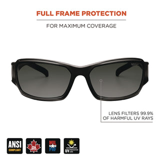 Skullerz THOR Anti-Scratch and Enhanced Anti-Fog Safety Glasses, Black Frame, Smoke Polycarbonate Lens, Ships in 1-3 Bus Days