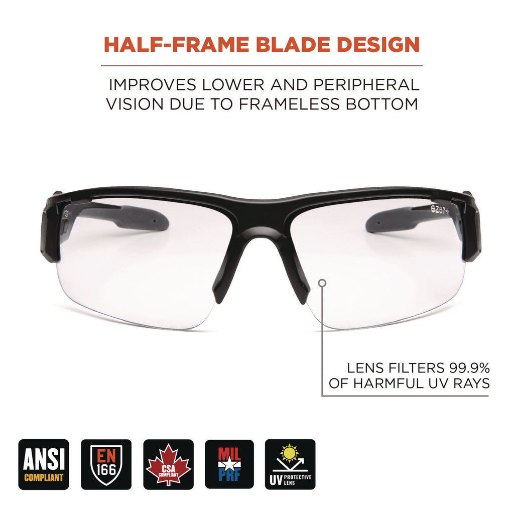 Skullerz DAGR Anti-Scratch and Enhanced Anti-Fog Safety Glasses, Black Frame, Clear Polycarbonate Lens, Ships in 1-3 Bus Days