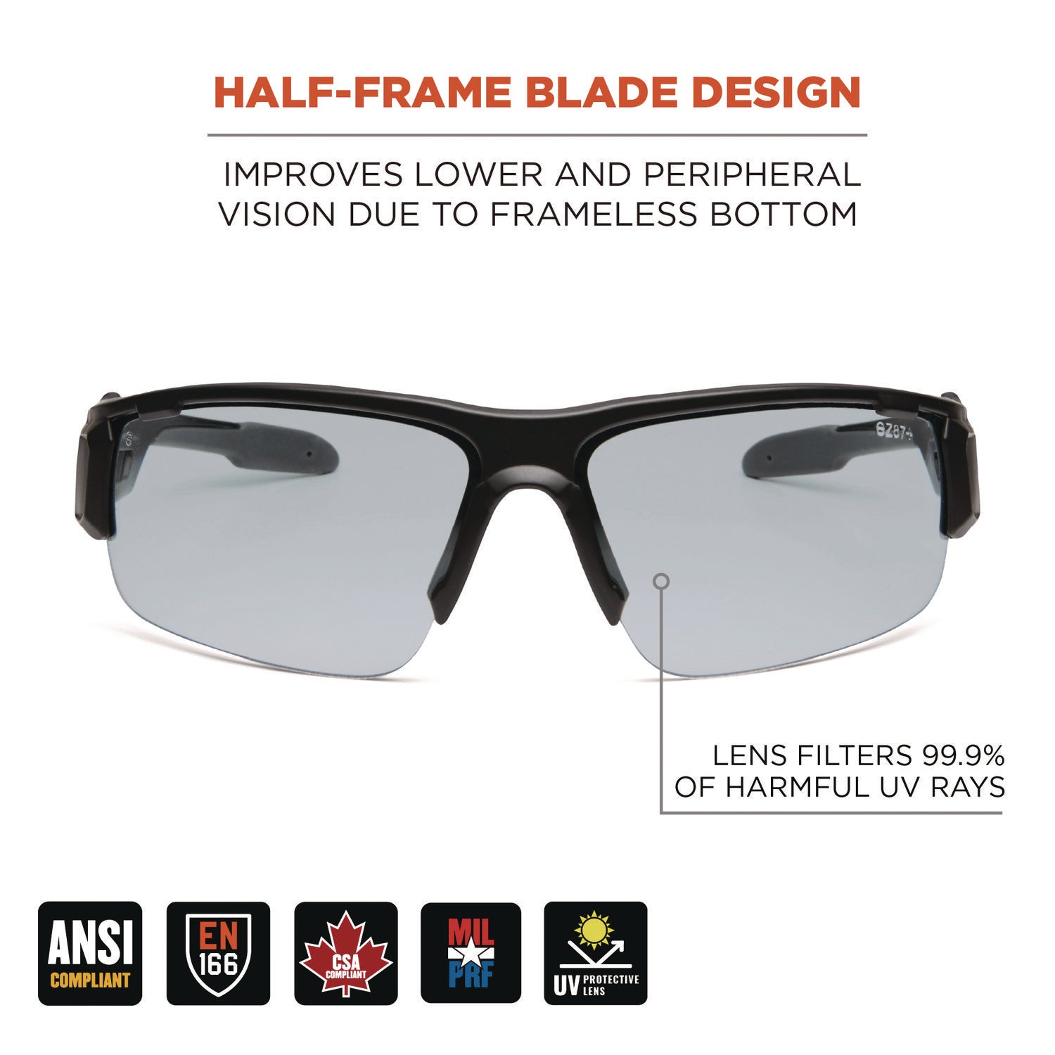 Skullerz DAGR Anti-Scratch/Enhanced Anti-Fog Safety Glasses,Black Frame, In/Outdoor Polycarbonate Lens, Ships in 1-3 Bus Days
