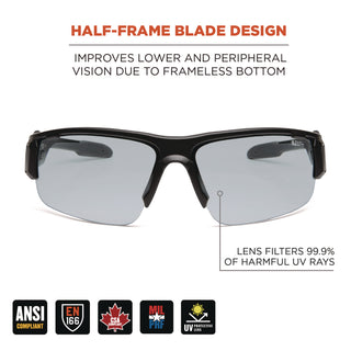 Skullerz DAGR Anti-Scratch/Enhanced Anti-Fog Safety Glasses,Black Frame, In/Outdoor Polycarbonate Lens, Ships in 1-3 Bus Days