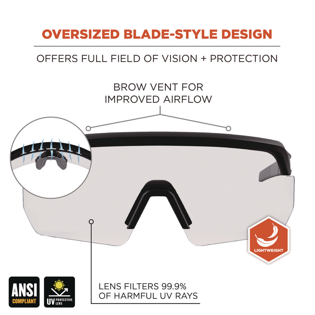 Skullerz AEGIR Safety Glasses, Matte Black Nylon Impact Frame, Clear Polycarbonate Lens, Ships in 1-3 Business Days