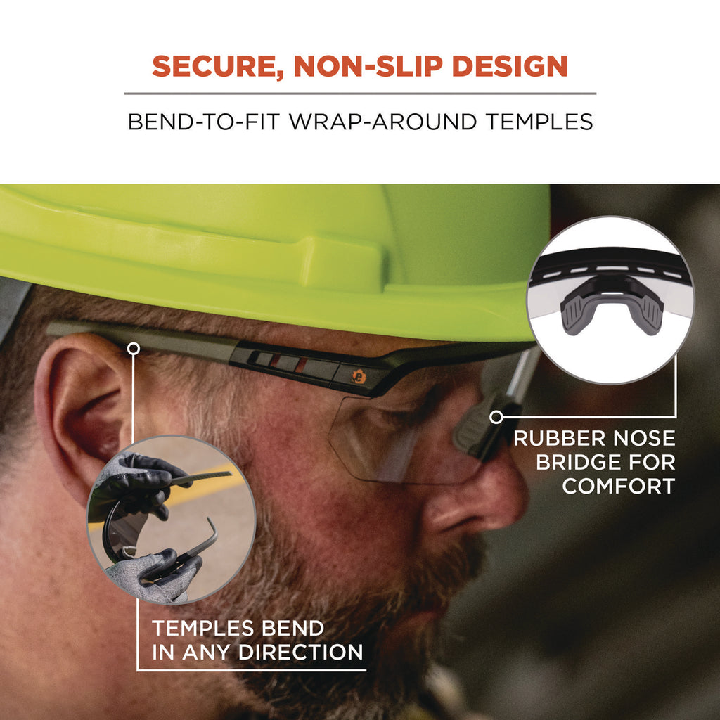 Skullerz AEGIR Safety Glasses, Matte Black Nylon Impact Frame, Clear Polycarbonate Lens, Ships in 1-3 Business Days