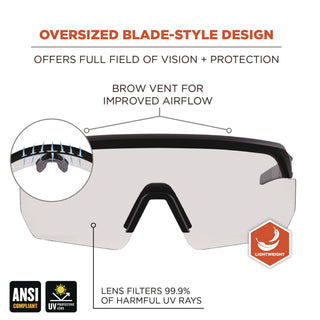 Skullerz AEGIR Anti-Scratch/Enhanced Anti-Fog Safety Glasses, Black Frame, Clear Polycarbonate Lens, Ships in 1-3 Bus Days