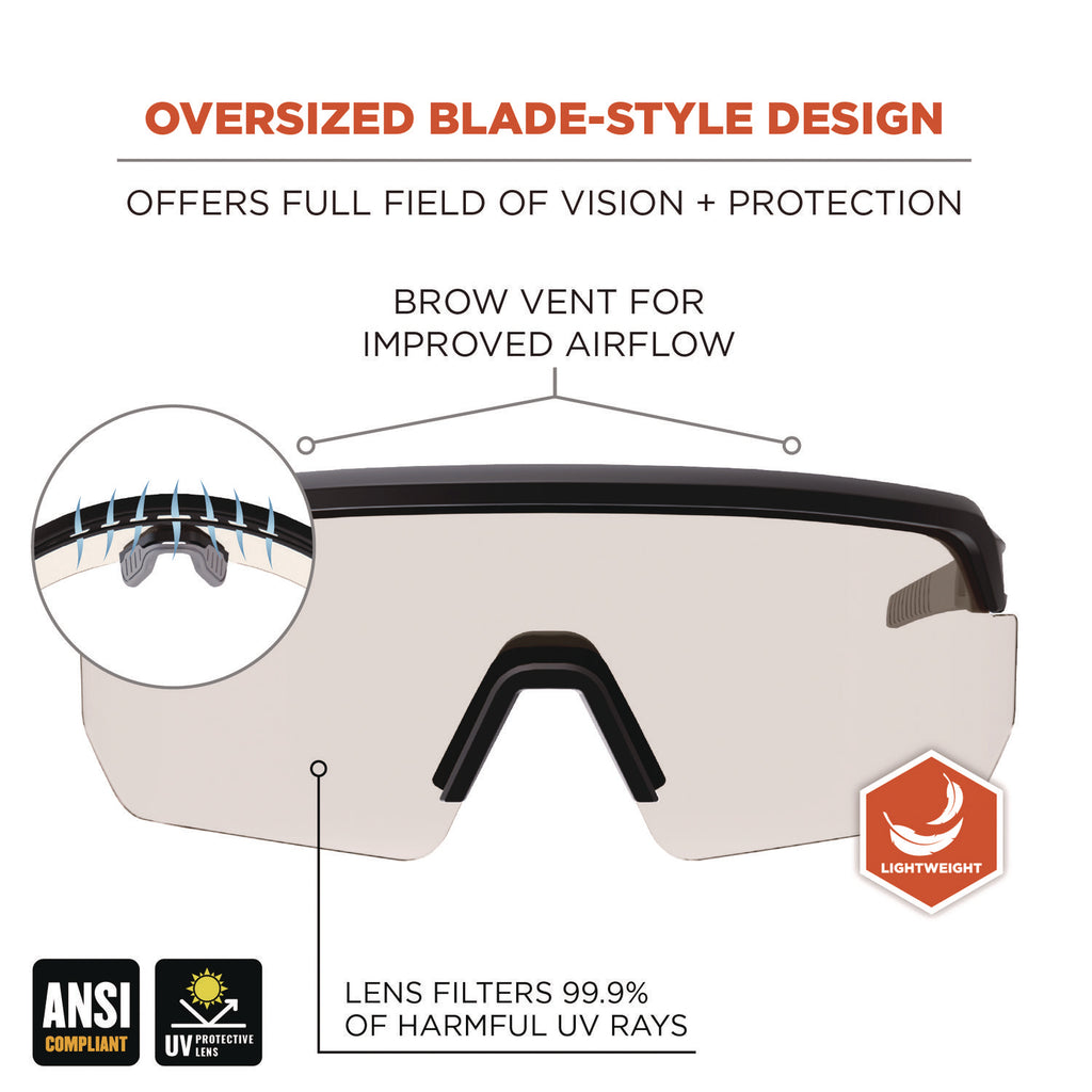 Skullerz AEGIR Safety Glasses, Matte Black Nylon Impact Frame, Indoor/Outdoor Polycarbonate Lens, Ships in 1-3 Business Days