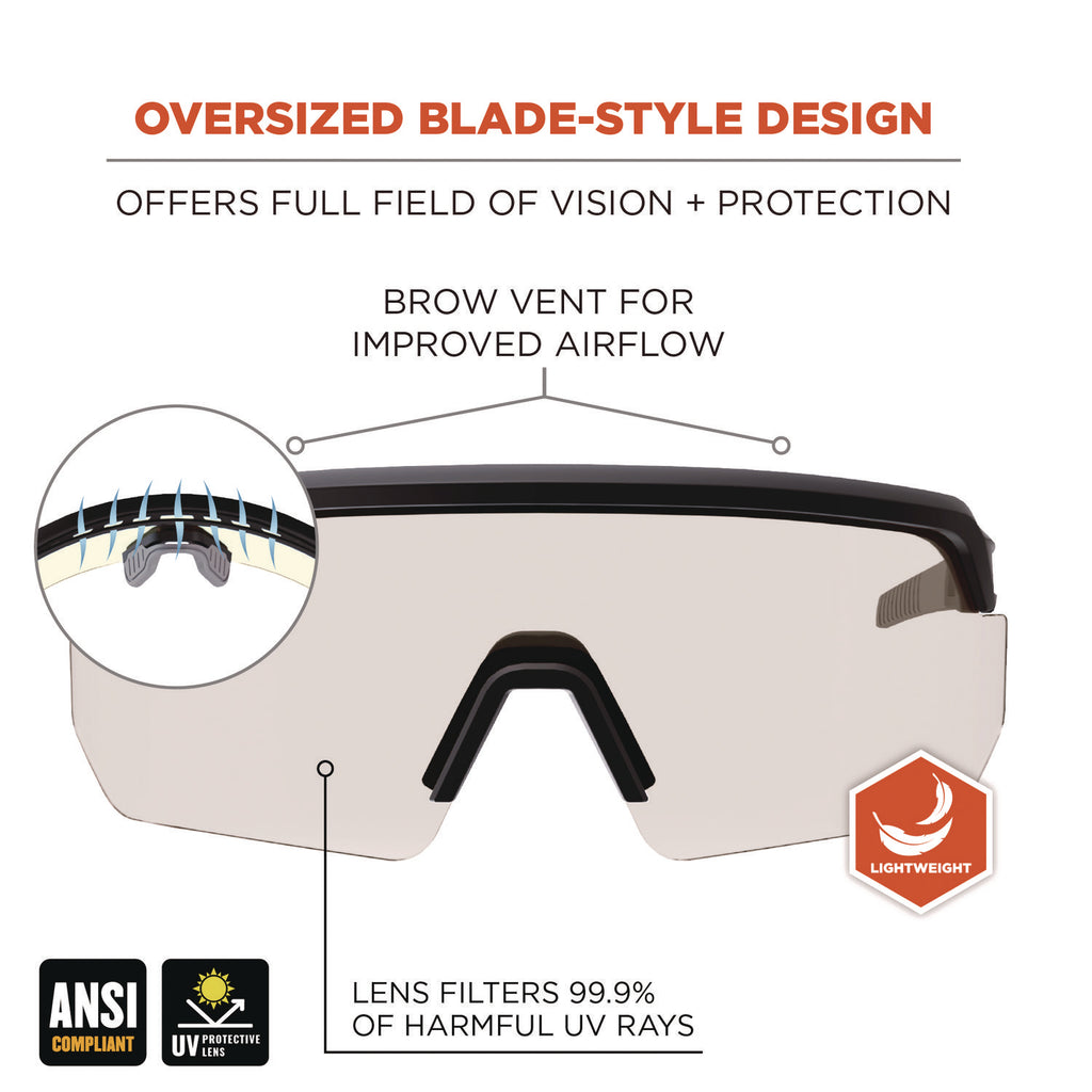 Skullerz AEGIR Anti-Scratch/Enhanced Anti-Fog Safety Glasses, Black Frame,In/Outdoor Polycarbonate Lens,Ships in 1-3 Bus Days