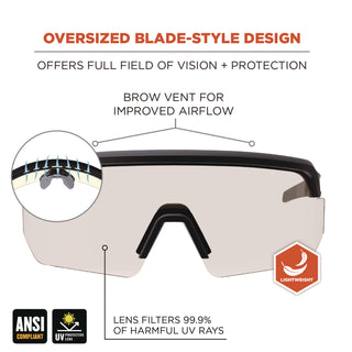Skullerz AEGIR Anti-Scratch/Enhanced Anti-Fog Safety Glasses, Black Frame,In/Outdoor Polycarbonate Lens,Ships in 1-3 Bus Days