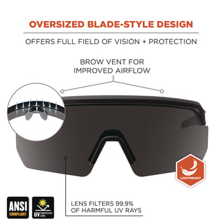 Skullerz AEGIR Safety Glasses, Matte Black Nylon Impact Frame, Smoke Polycarbonate Lens, Ships in 1-3 Business Days