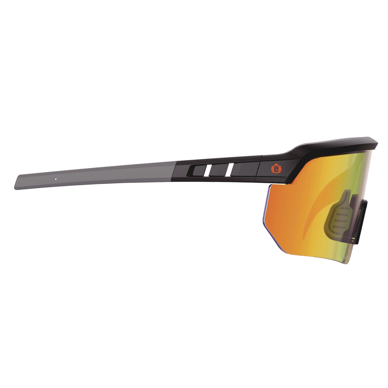 Skullerz AEGIR Safety Glasses with Mirrored Lenses, Matte Black Frame, Orange Mirror PolyCarb Lens, Ships in 1-3 Bus Days