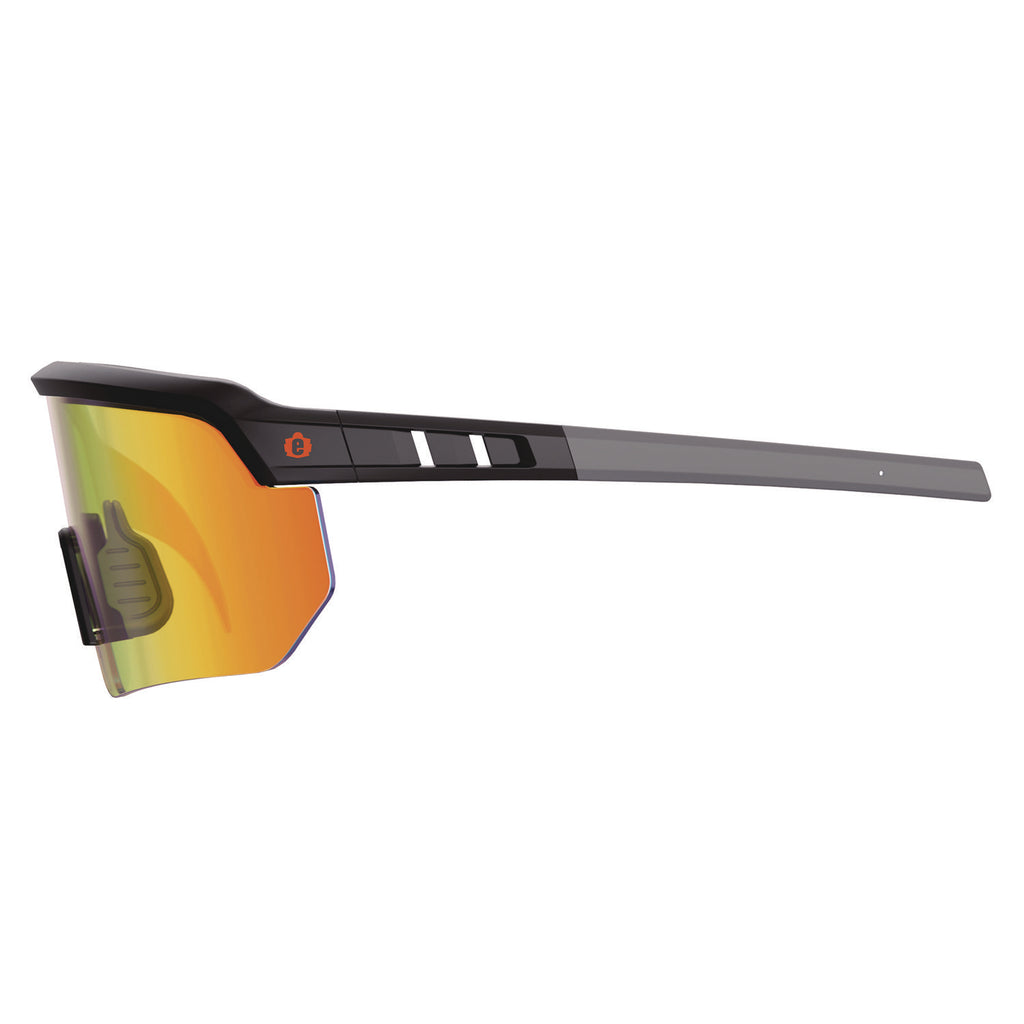 Skullerz AEGIR Safety Glasses with Mirrored Lenses, Matte Black Frame, Orange Mirror PolyCarb Lens, Ships in 1-3 Bus Days